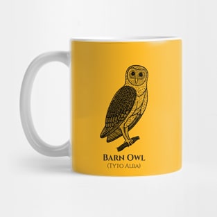 Barn Owl with Common and Latin Names - nocturnal bird design Mug